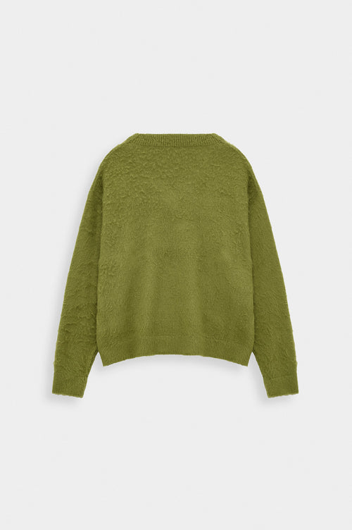V NECK CROP FIT KHAKI KNIT SWEATER - 6