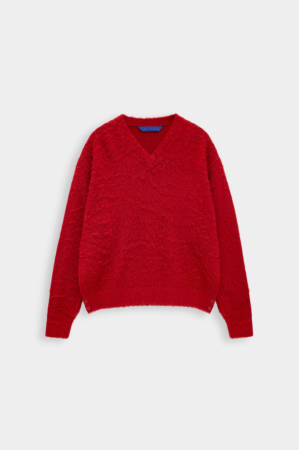 V NECK CROP FIT RED KNIT SWEATER - 1