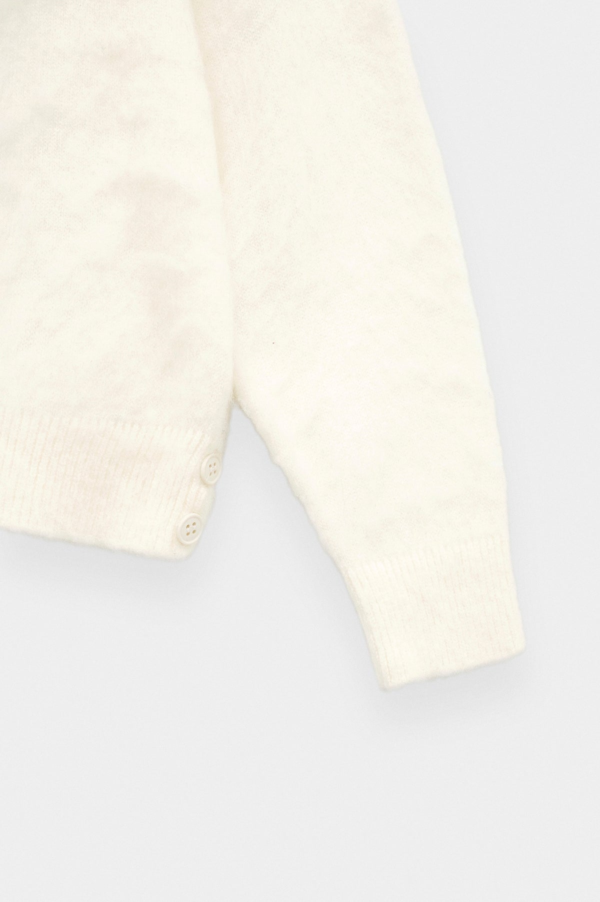 V NECK CROP FIT ECRU KNIT SWEATER - 3