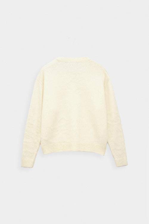V Yaka Crop Fit Ekru Triko Kazak - 4