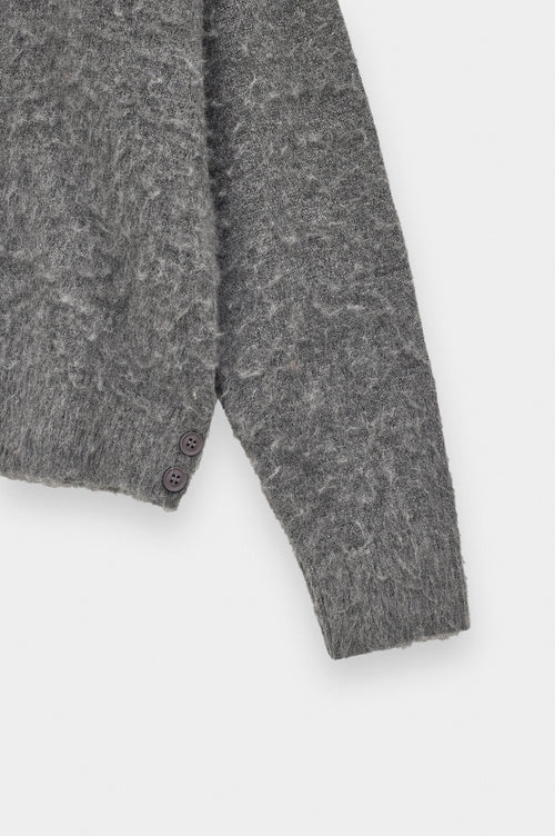 V NECK CROP FIT ANTHRACITE KNIT SWEATER - 3