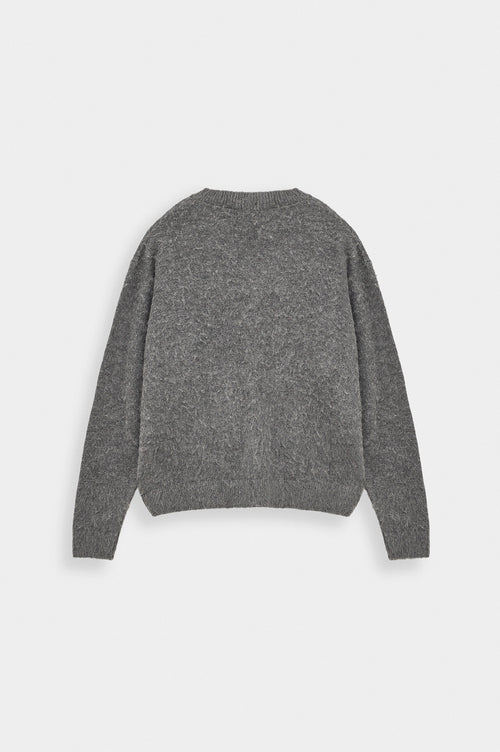 V NECK CROP FIT ANTHRACITE KNIT SWEATER - 4