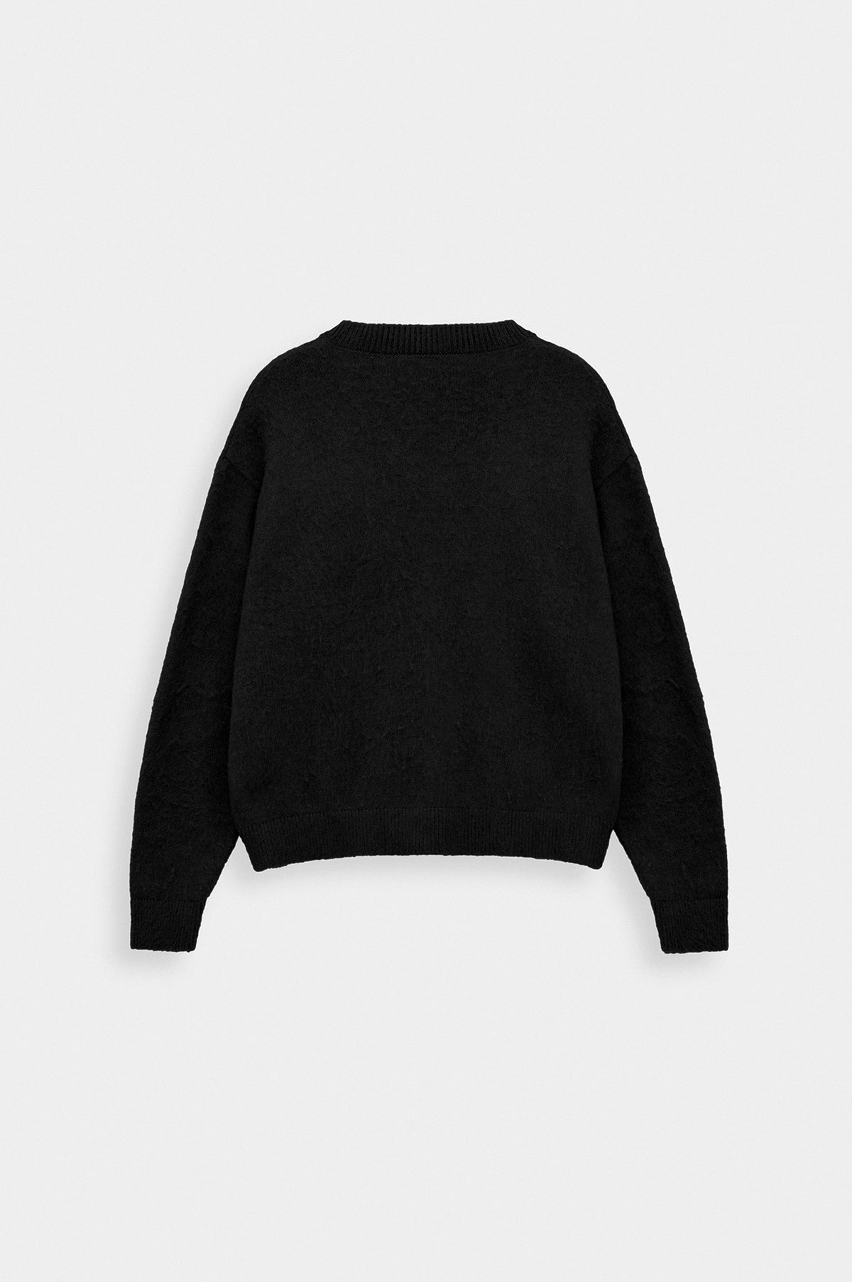 V NECK CROP FIT BLACK KNIT SWEATER - 4