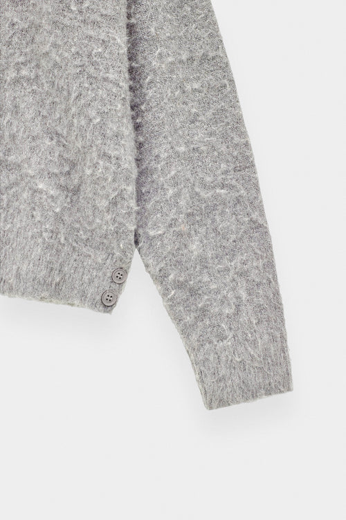 V NECK CROP FIT GREY KNIT SWEATER - 3