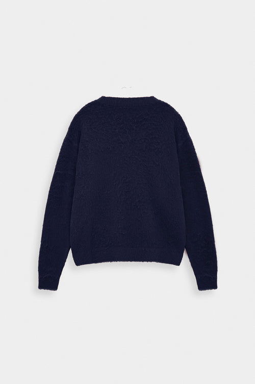 V Yaka Crop Fit Lacivert Triko Kazak - 4