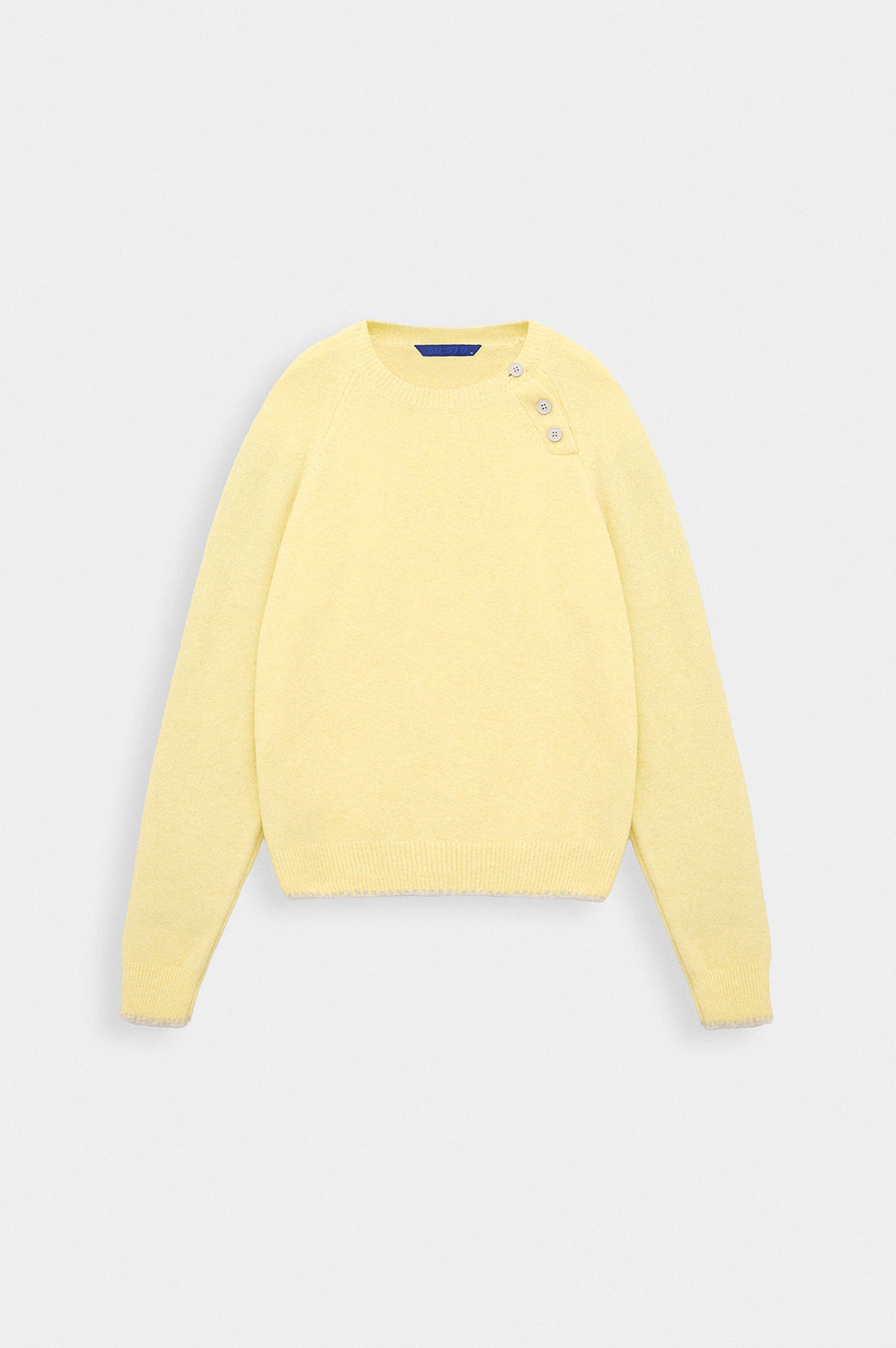 BUTTON DETAIL YELLOW KNIT SWEATER - 1
