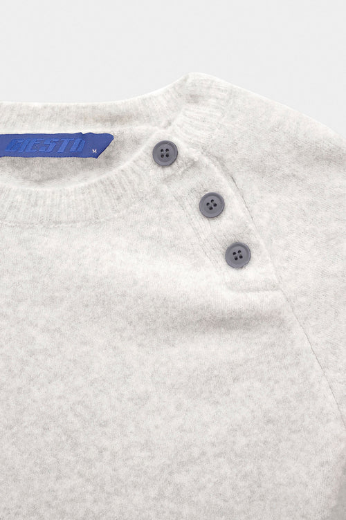 BUTTON DETAIL GREY KNIT SWEATER - 2