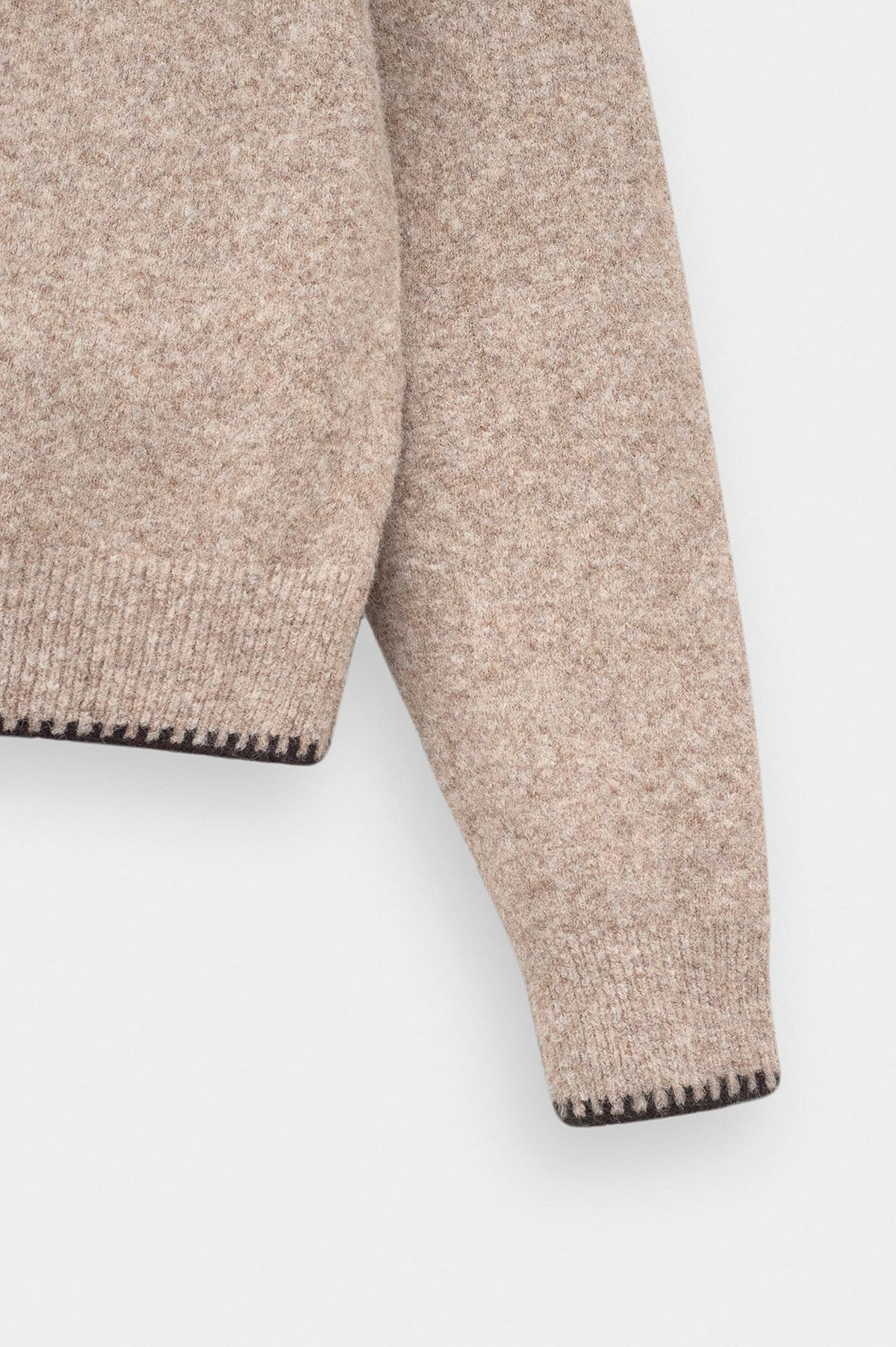 BUTTON DETAIL BEIGE KNIT SWEATER - 3