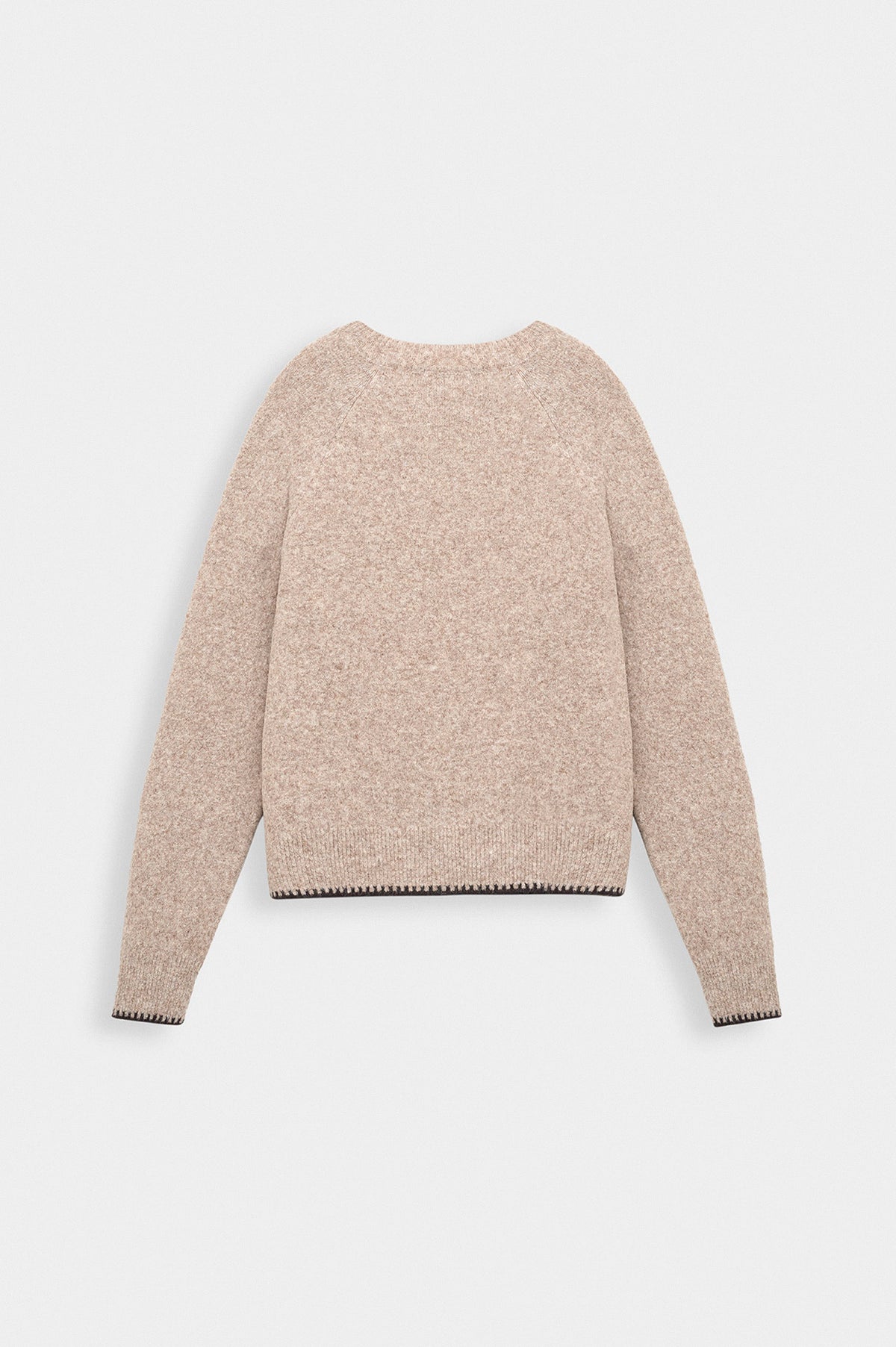 BUTTON DETAIL BEIGE KNIT SWEATER - 4