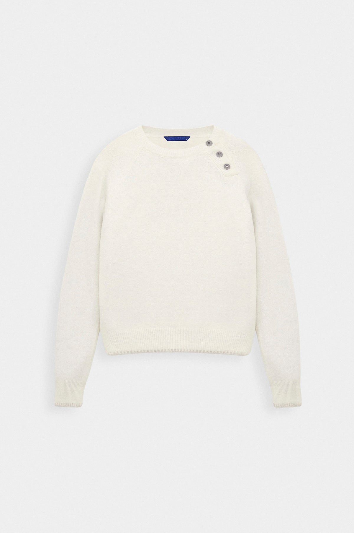 BUTTON DETAIL ECRU KNIT SWEATER - 1