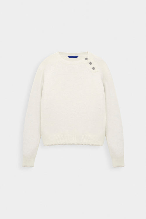 BUTTON DETAIL ECRU KNIT SWEATER - 1