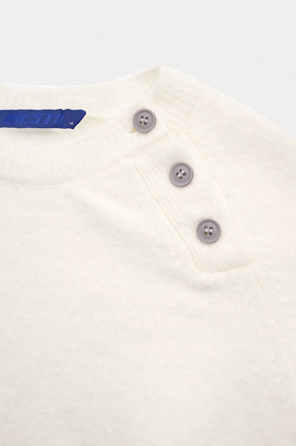 BUTTON DETAIL ECRU KNIT SWEATER - 2