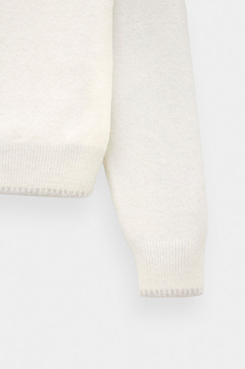 BUTTON DETAIL ECRU KNIT SWEATER - 3
