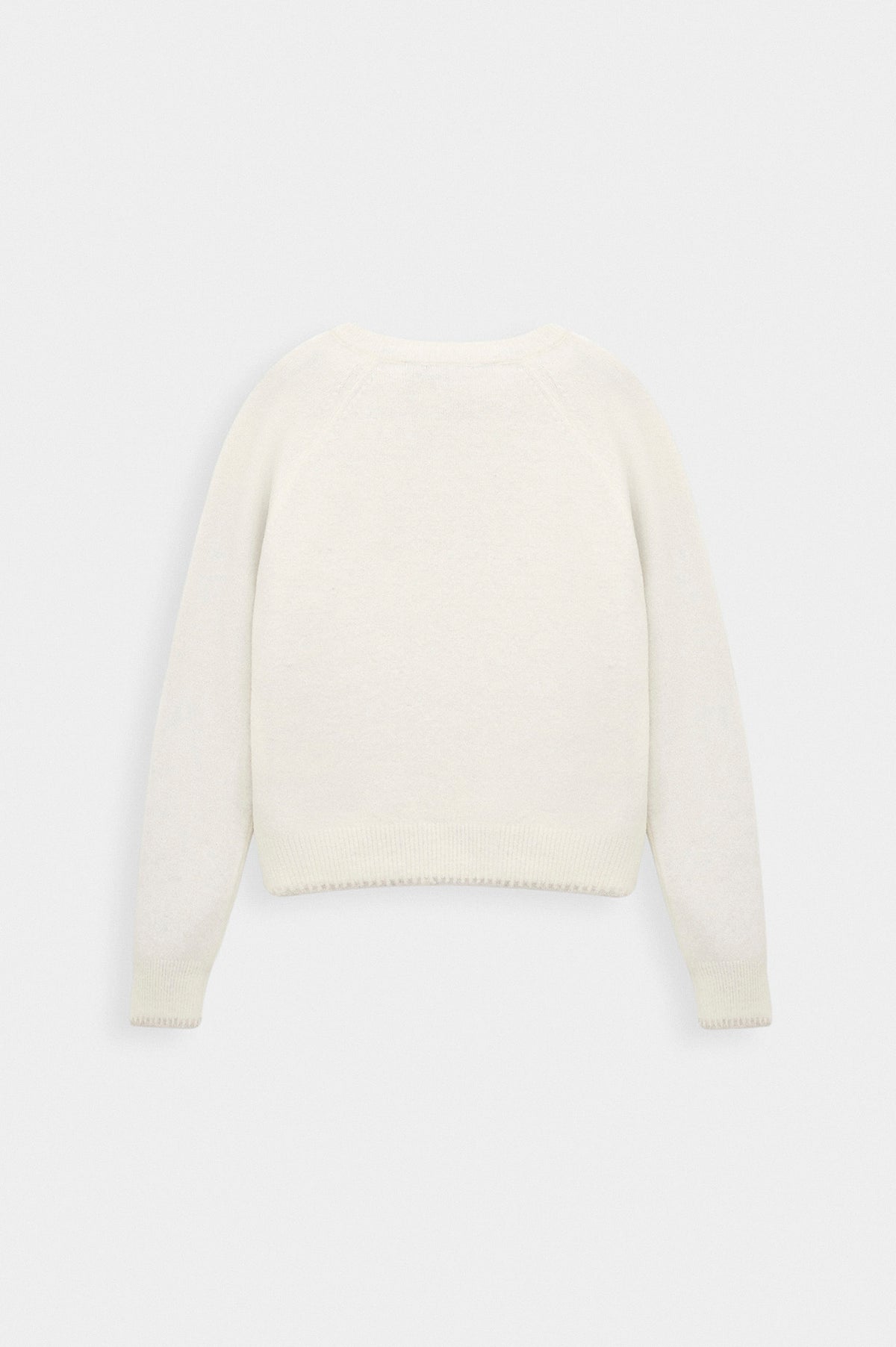 BUTTON DETAIL ECRU KNIT SWEATER - 4