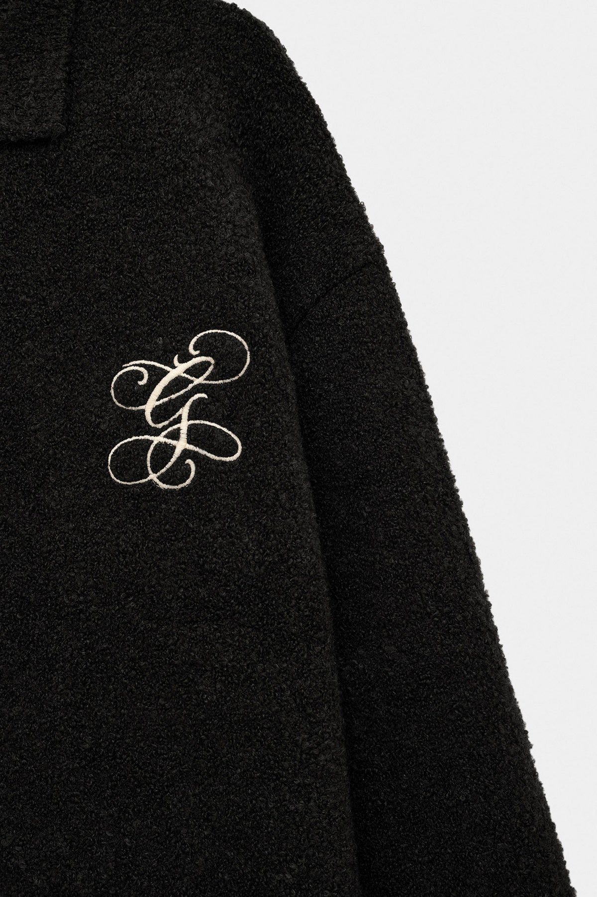 ZIP-UP EMBROIDERED BLACK KNIT CARDIGAN - 2