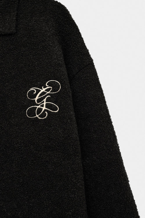 ZIP-UP EMBROIDERED BLACK KNIT CARDIGAN - 2