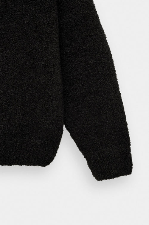 ZIP-UP EMBROIDERED BLACK KNIT CARDIGAN - 3