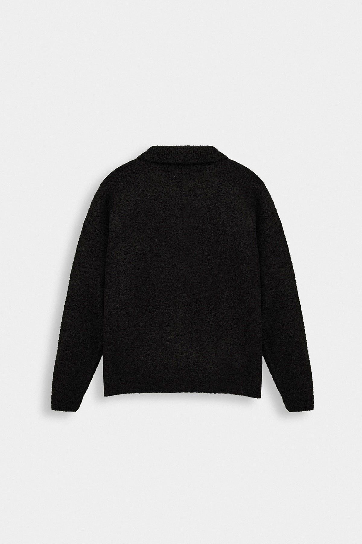 ZIP-UP EMBROIDERED BLACK KNIT CARDIGAN - 4