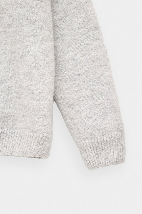 ZIP-UP EMBROIDERED GREY KNIT CARDIGAN - 3
