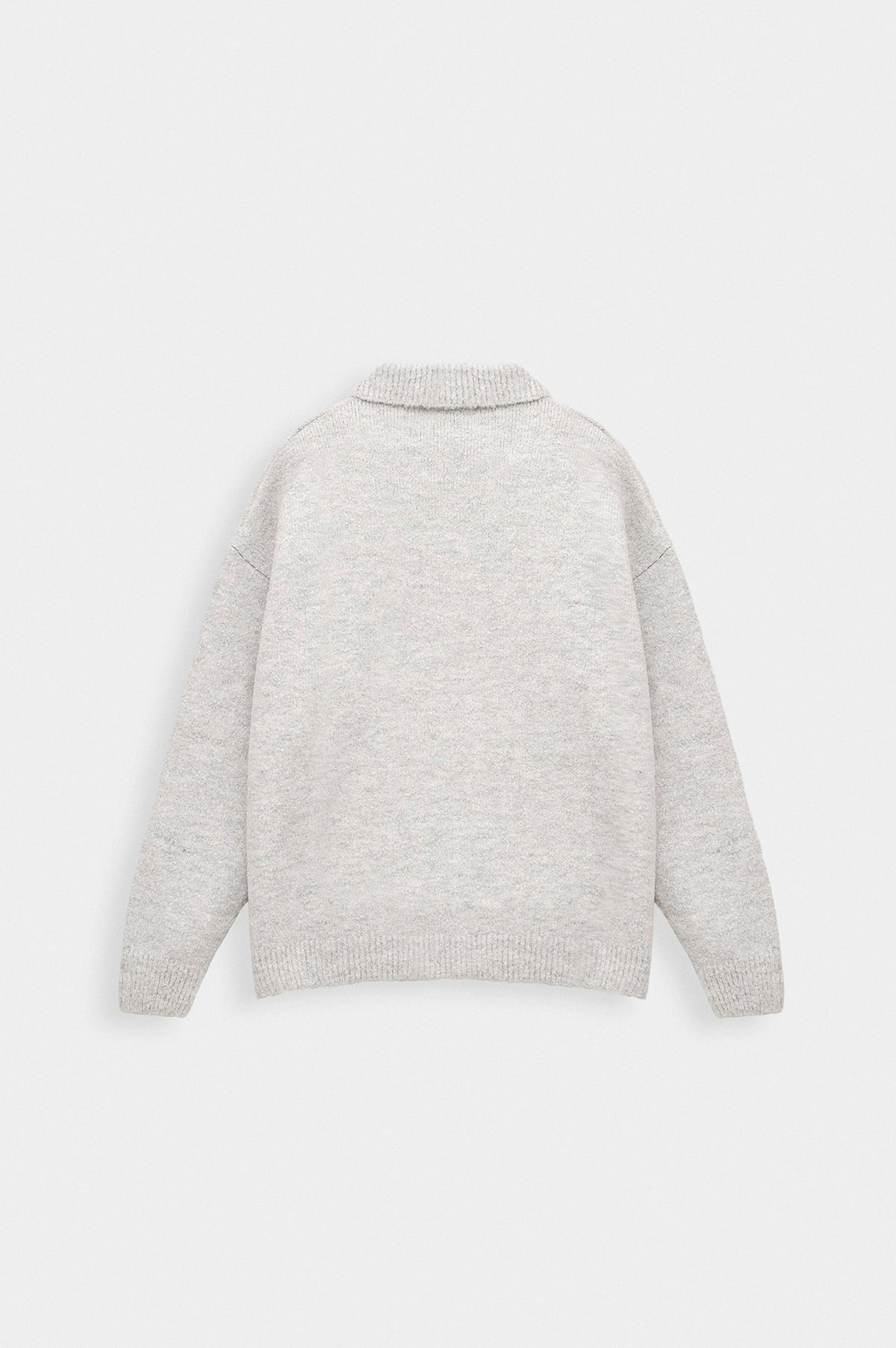 ZIP-UP EMBROIDERED GREY KNIT CARDIGAN - 4