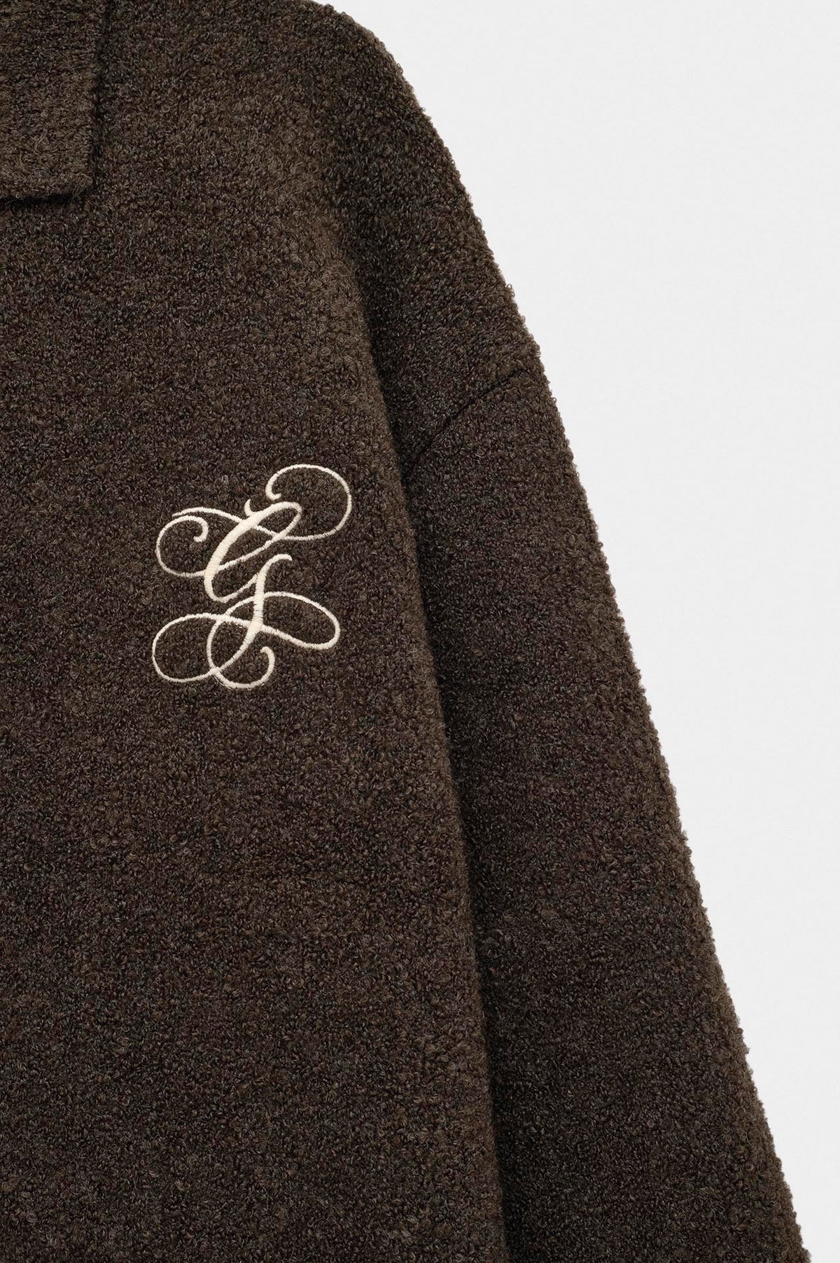 ZIP-UP EMBROIDERED BROWN KNIT CARDIGAN - 2