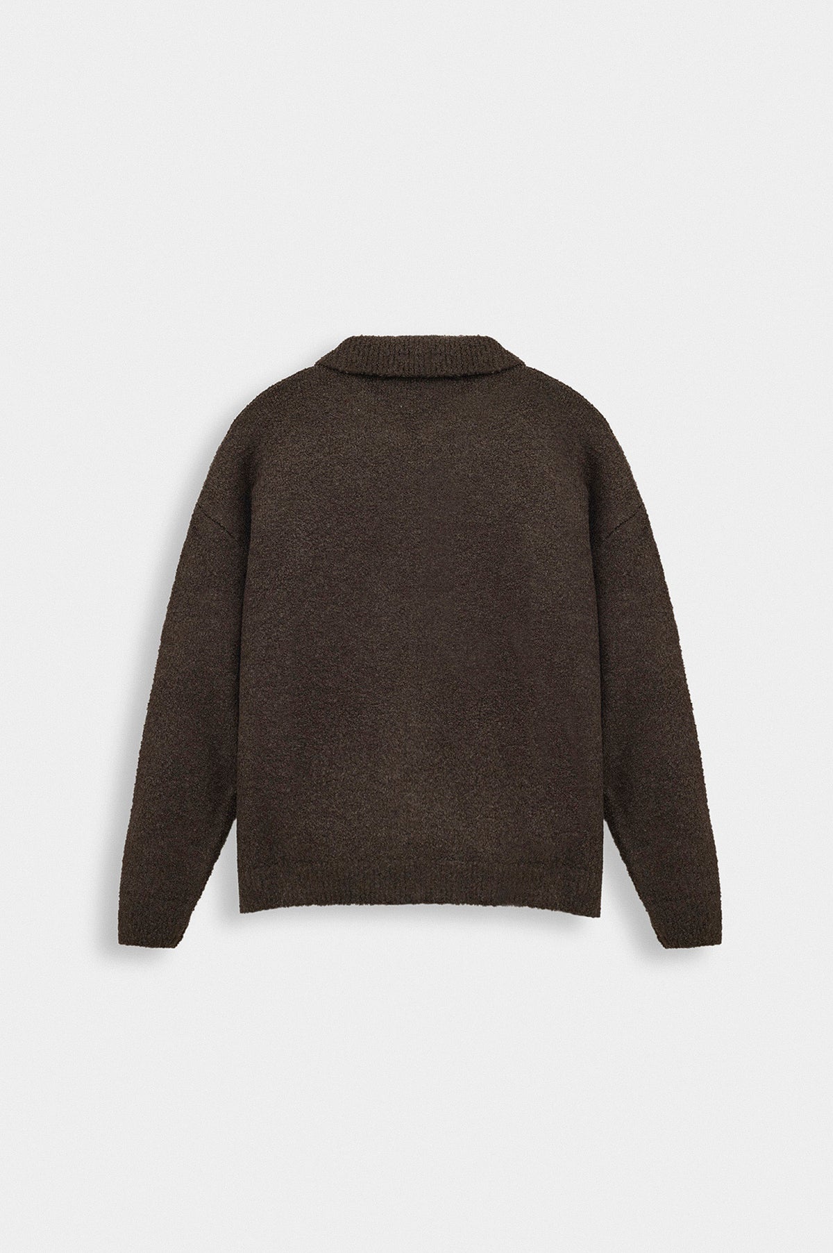 ZIP-UP EMBROIDERED BROWN KNIT CARDIGAN - 4