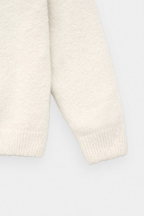 ZIP-UP EMBROIDERED ECRU KNIT CARDIGAN - 6