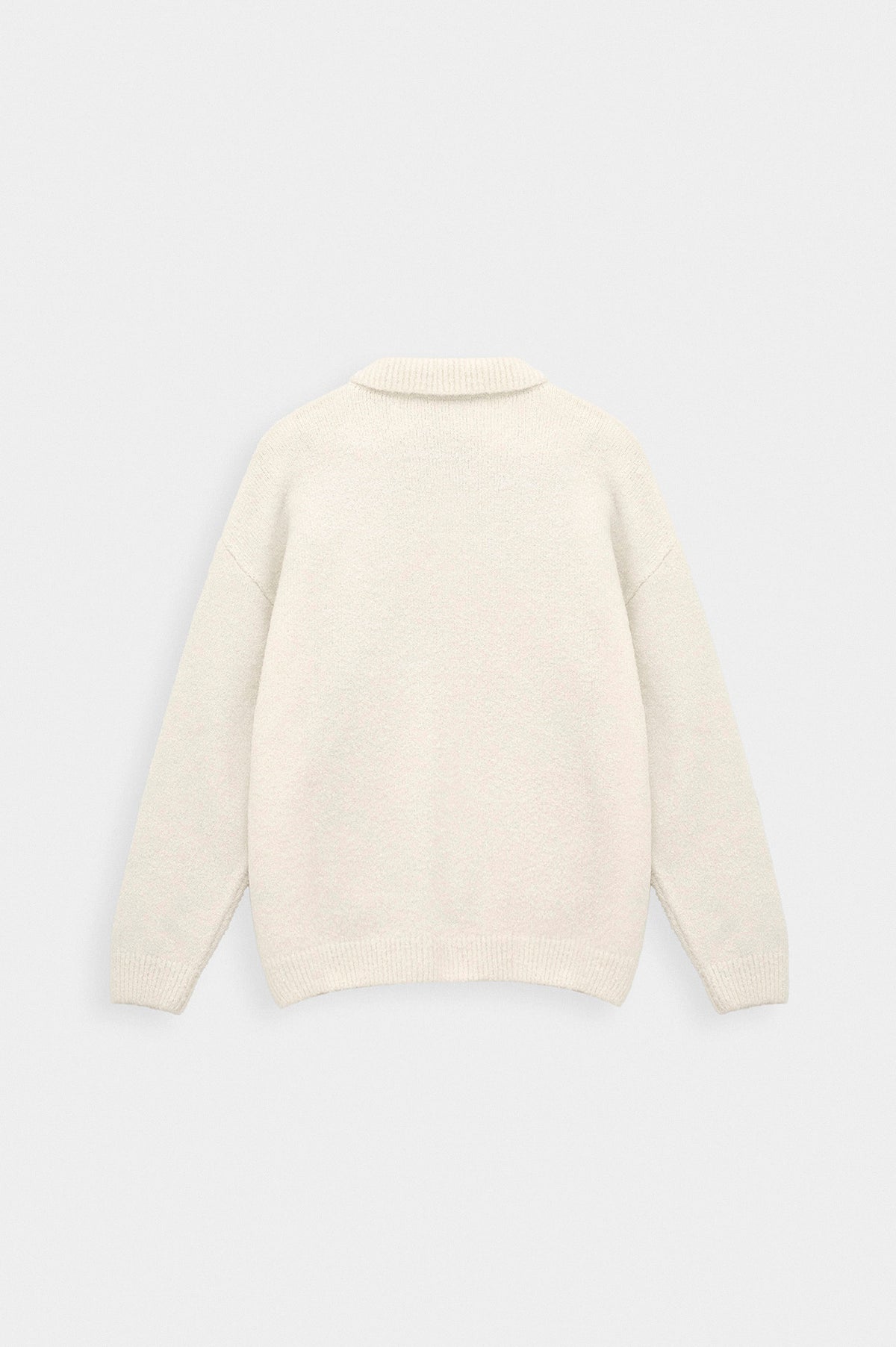 ZIP-UP EMBROIDERED ECRU KNIT CARDIGAN - 7