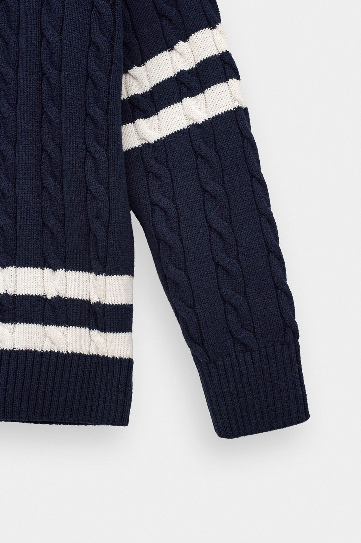 V NECK ARMA DETAIL NAVY KNIT SWEATER - 3