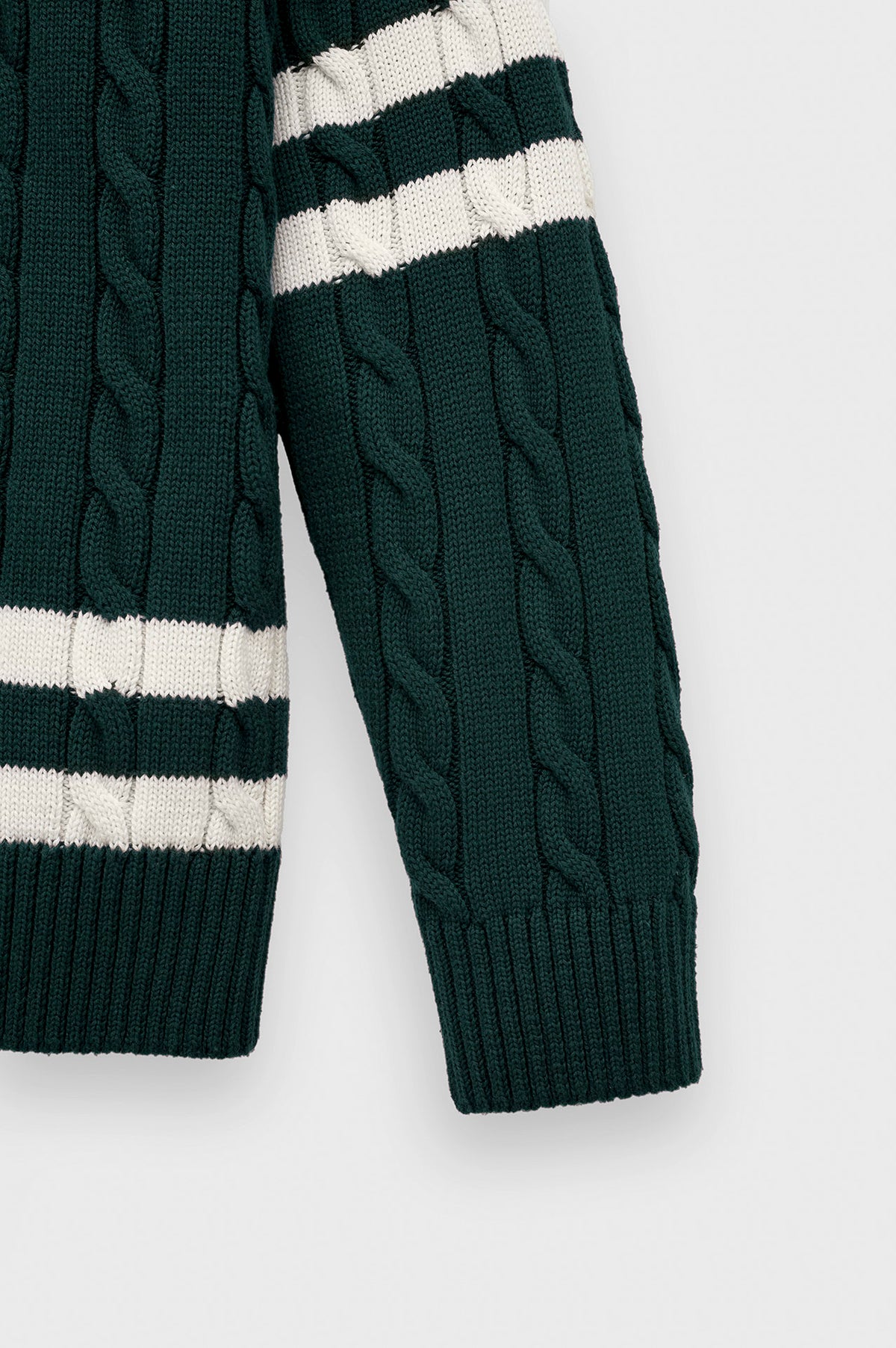 V NECK ARMA DETAIL GREEN KNIT SWEATER - 3