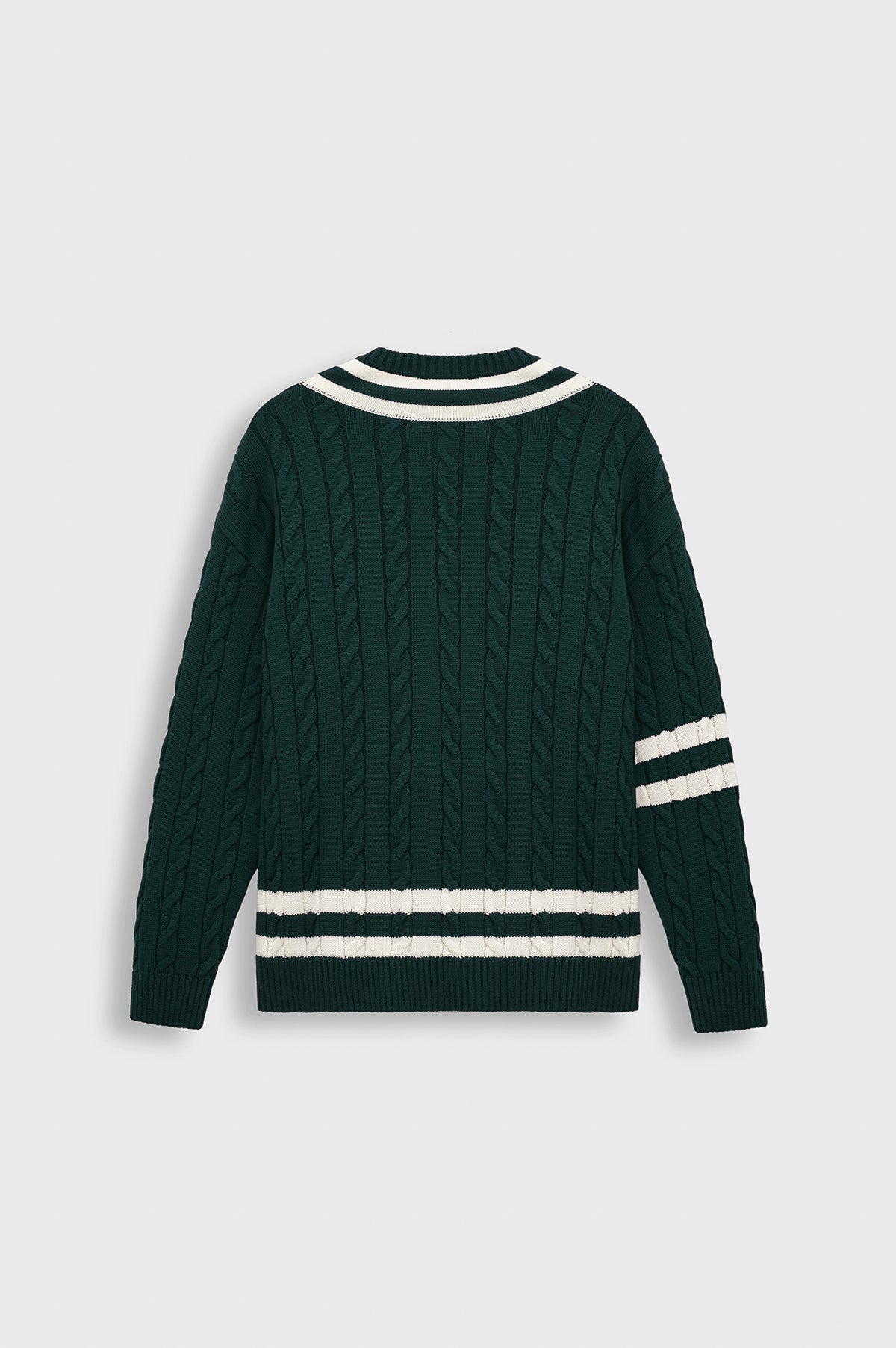 V NECK ARMA DETAIL GREEN KNIT SWEATER - 4