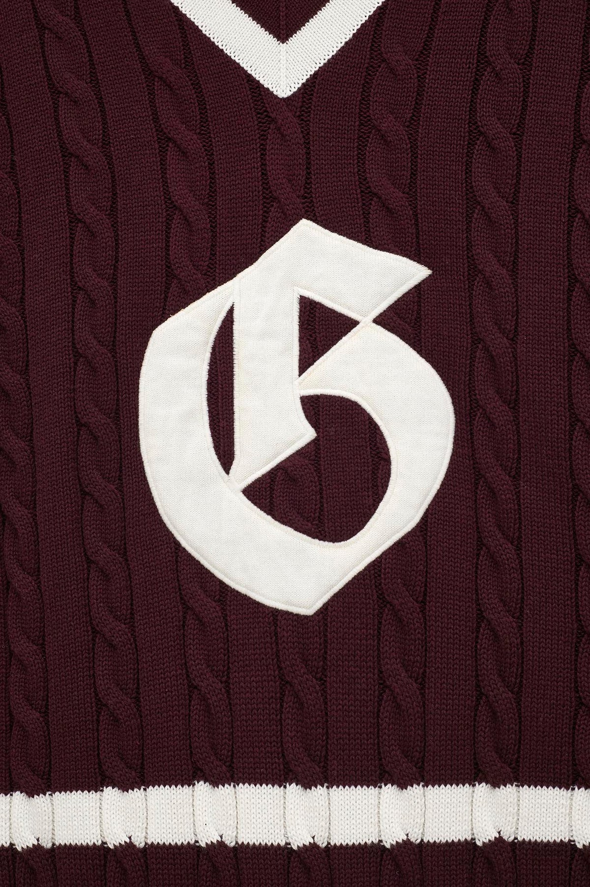 V NECK ARMA DETAIL BURGUNDY KNIT SWEATER - 2