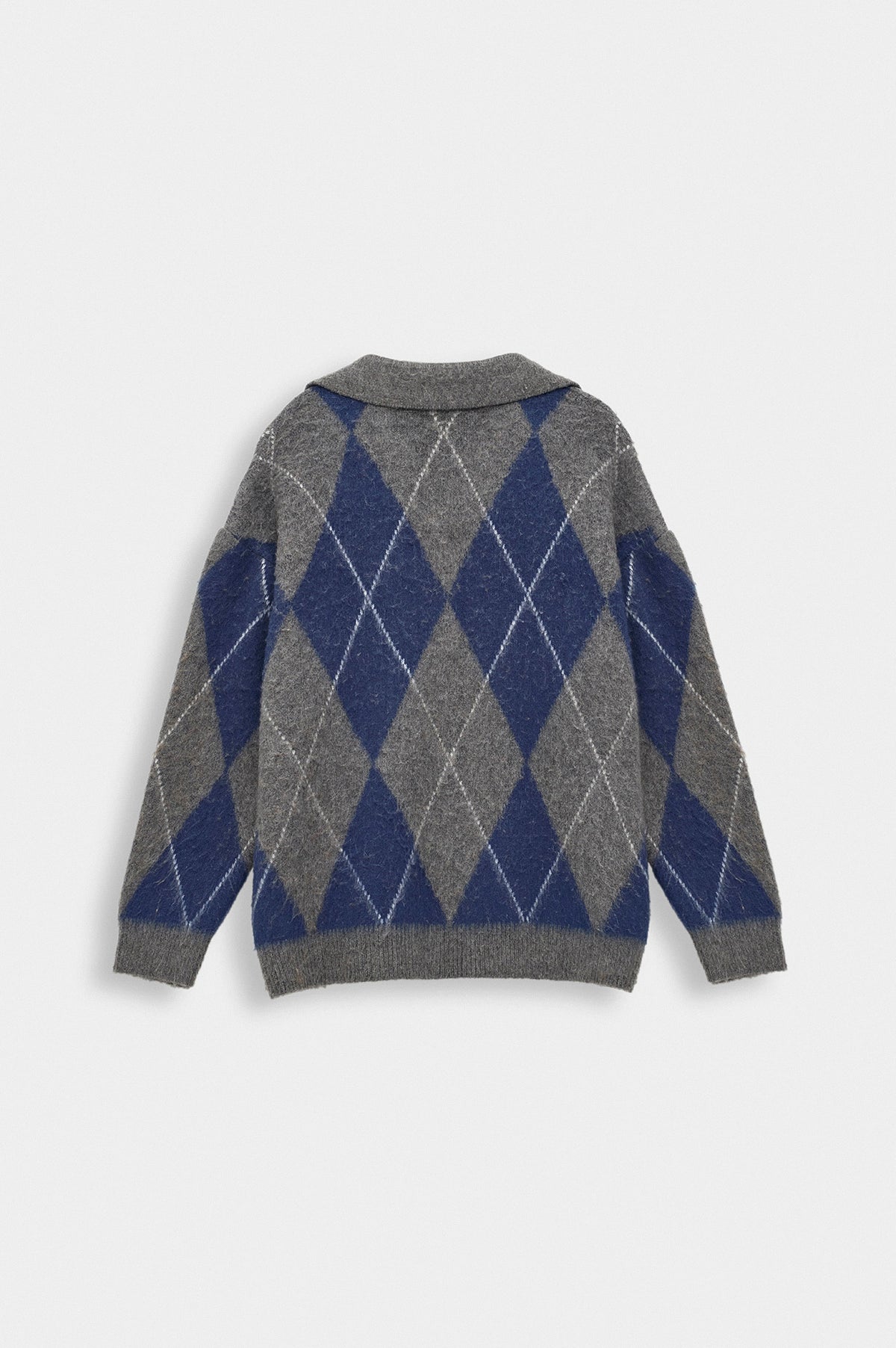 POLO NECK CONTRAST COLOUR DETAIL EMBROIDERED ANTHRACITE KNIT SWEATER - 4