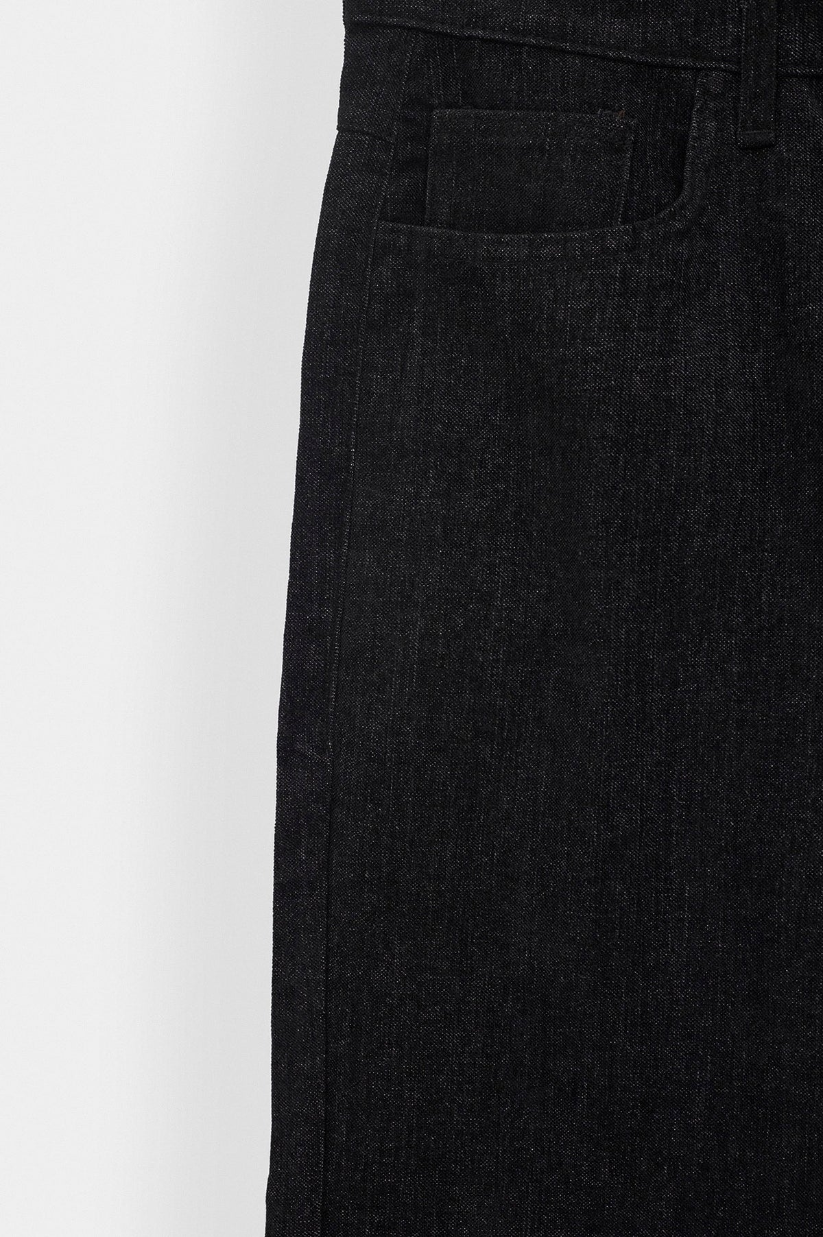 Regular Fit Dokulu Siyah Kadife Pantolon - 2