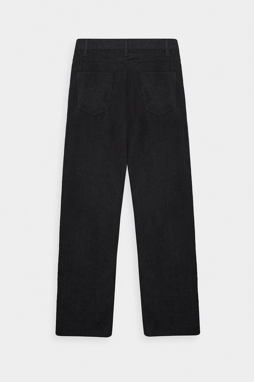 Regular Fit Dokulu Siyah Kadife Pantolon - 4