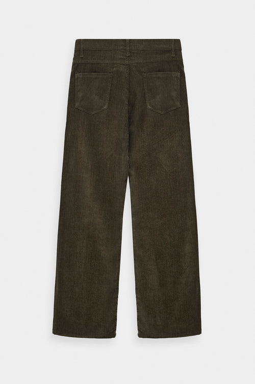 Regular Fit Dokulu Haki Kadife Pantolon - 2