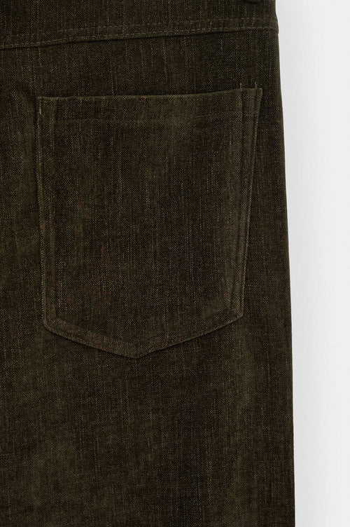 Regular Fit Dokulu Haki Kadife Pantolon - 3