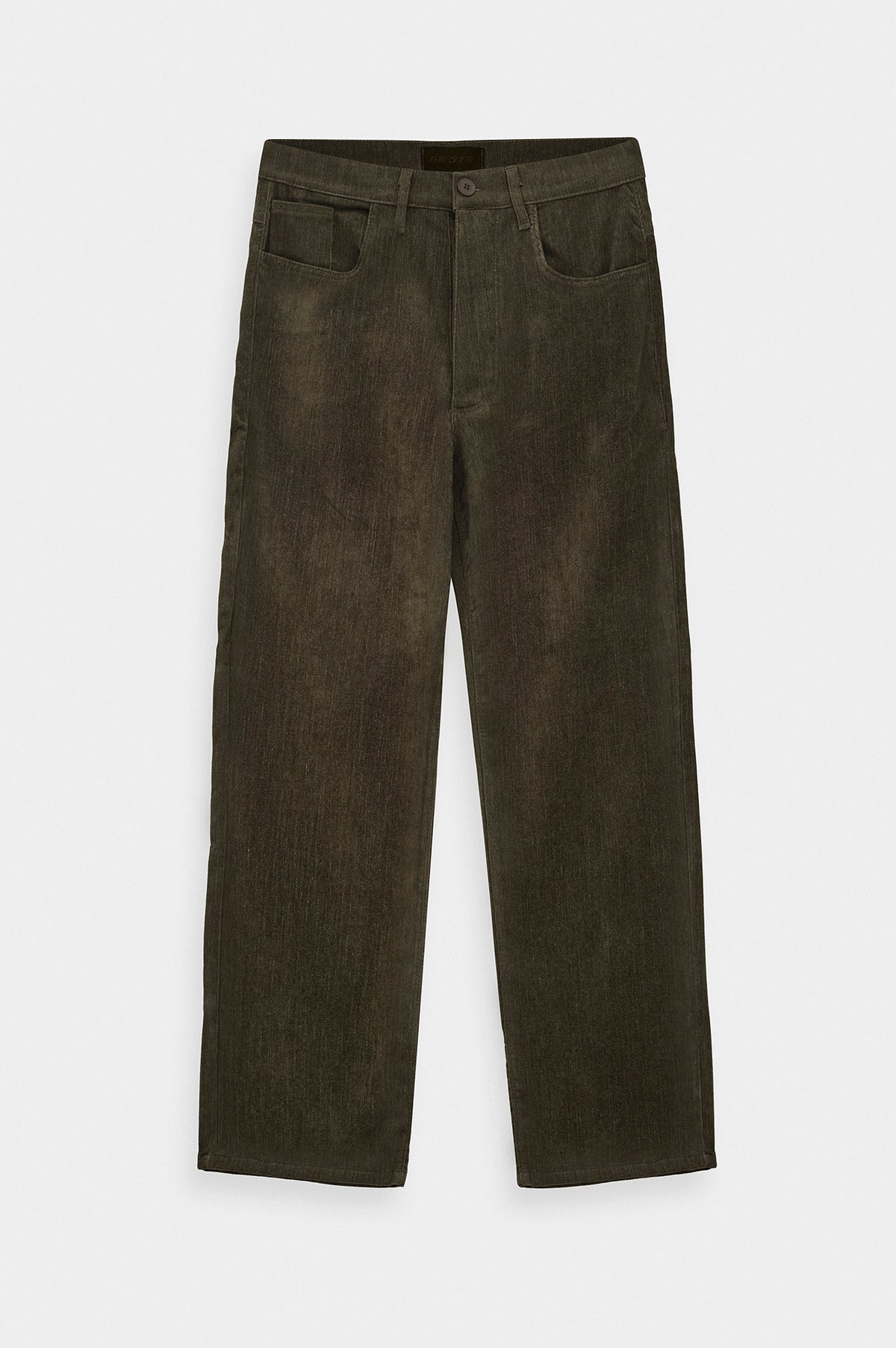 Regular Fit Dokulu Haki Kadife Pantolon - 1