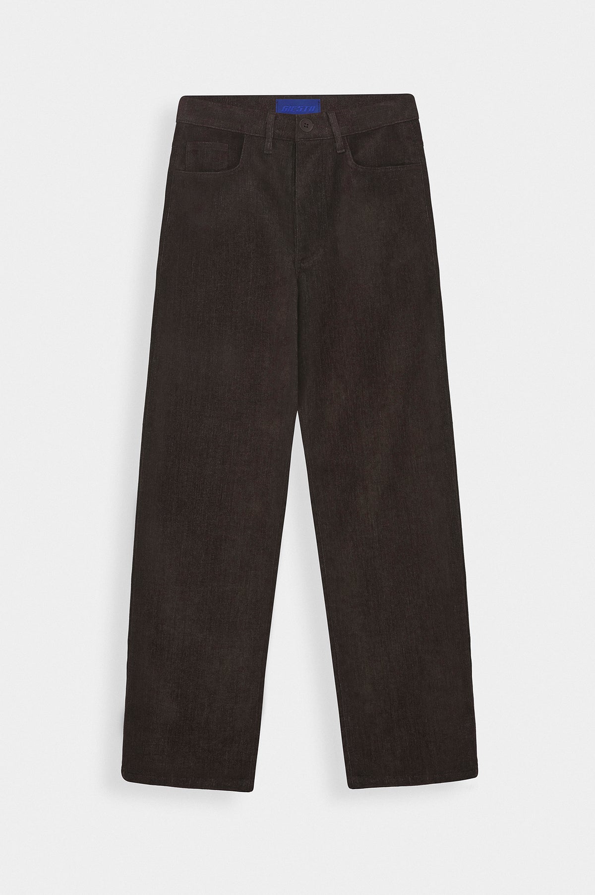 Regular Fit Dokulu Kahverengi Kadife Pantolon - 1