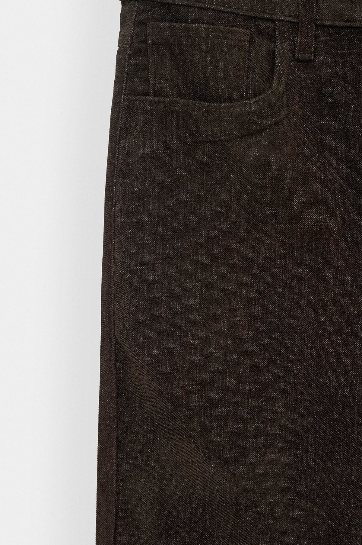 Regular Fit Dokulu Kahverengi Kadife Pantolon - 2