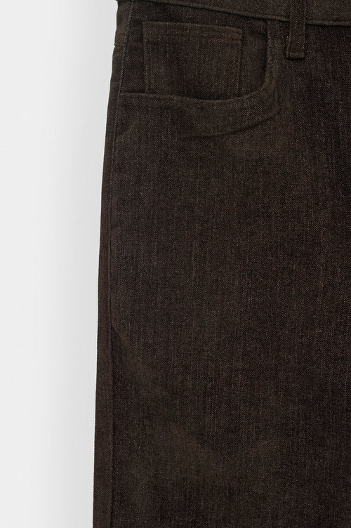 Regular Fit Dokulu Kahverengi Kadife Pantolon - 2