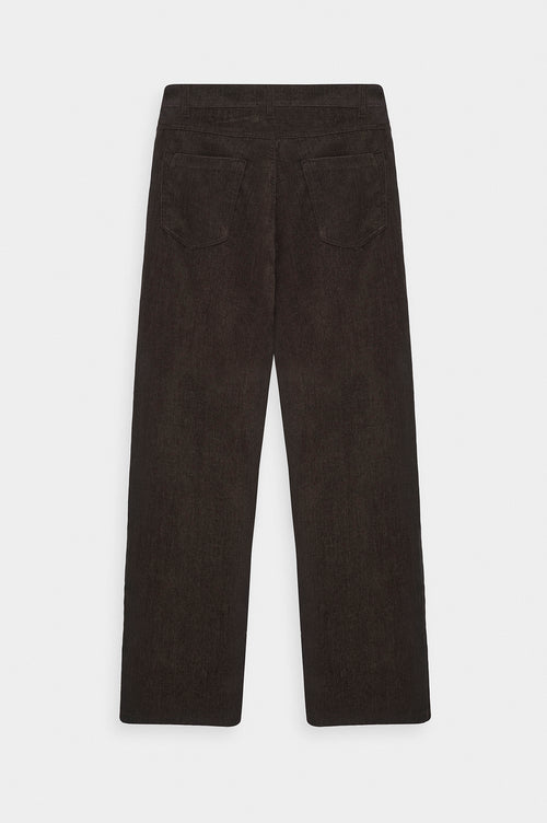 Regular Fit Dokulu Kahverengi Kadife Pantolon - 3
