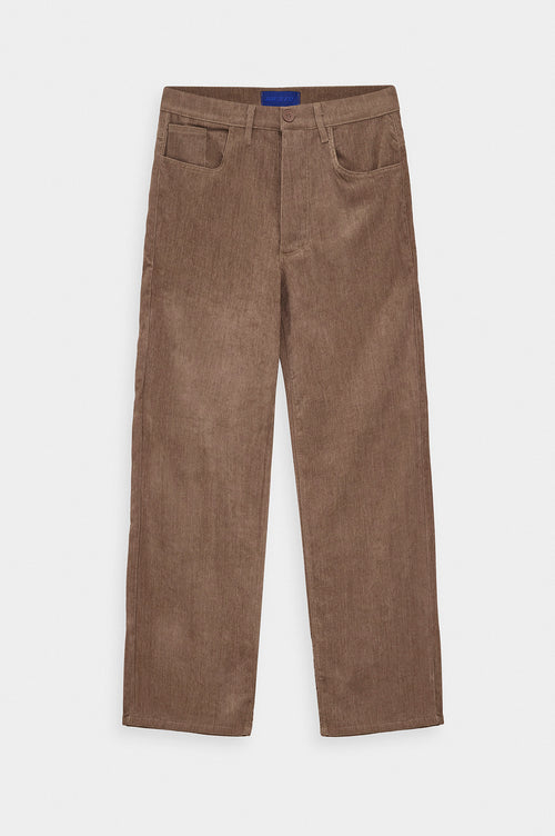 Regular Fit Dokulu Taba Kadife Pantolon - 1