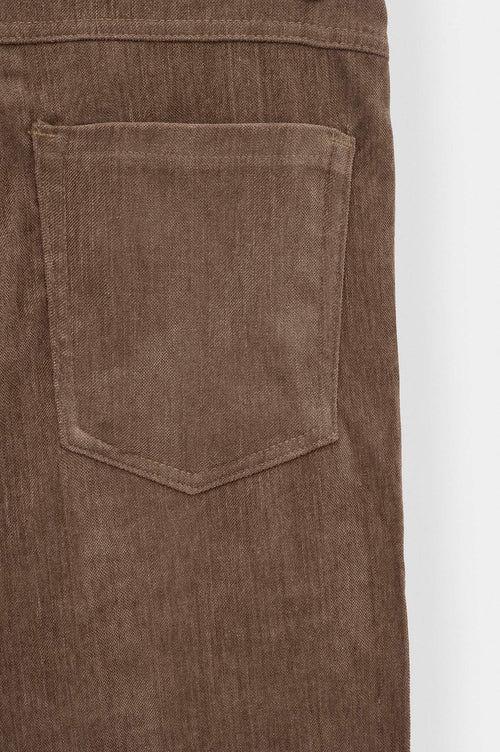 Regular Fit Dokulu Taba Kadife Pantolon - 3