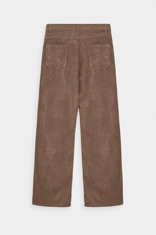 Regular Fit Dokulu Taba Kadife Pantolon - 4