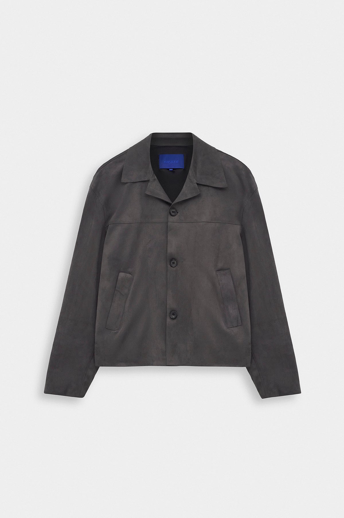 CLASSIC NECK BUTTONED GREY SUEDE JACKET - 1