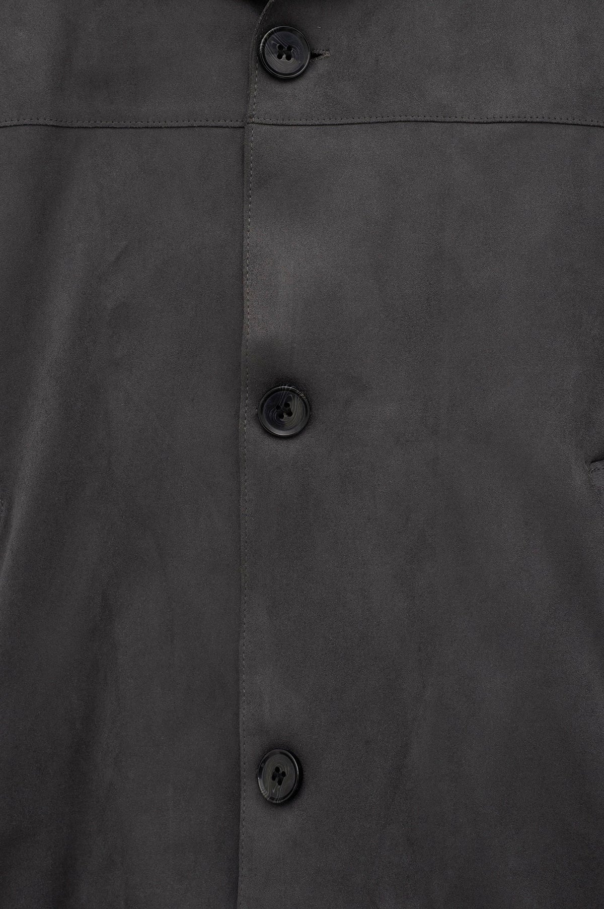CLASSIC NECK BUTTONED GREY SUEDE JACKET - 2