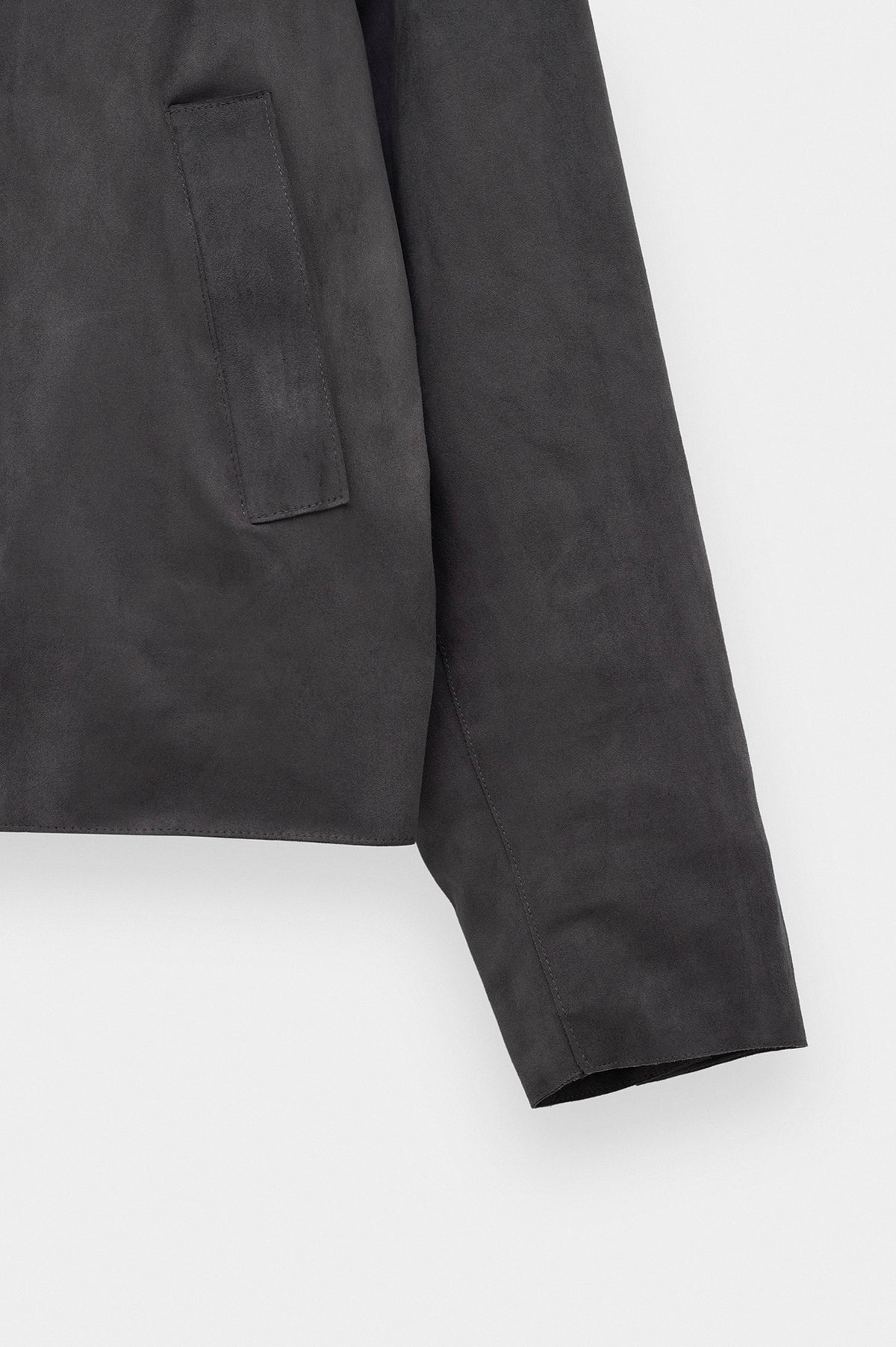 CLASSIC NECK BUTTONED GREY SUEDE JACKET - 3