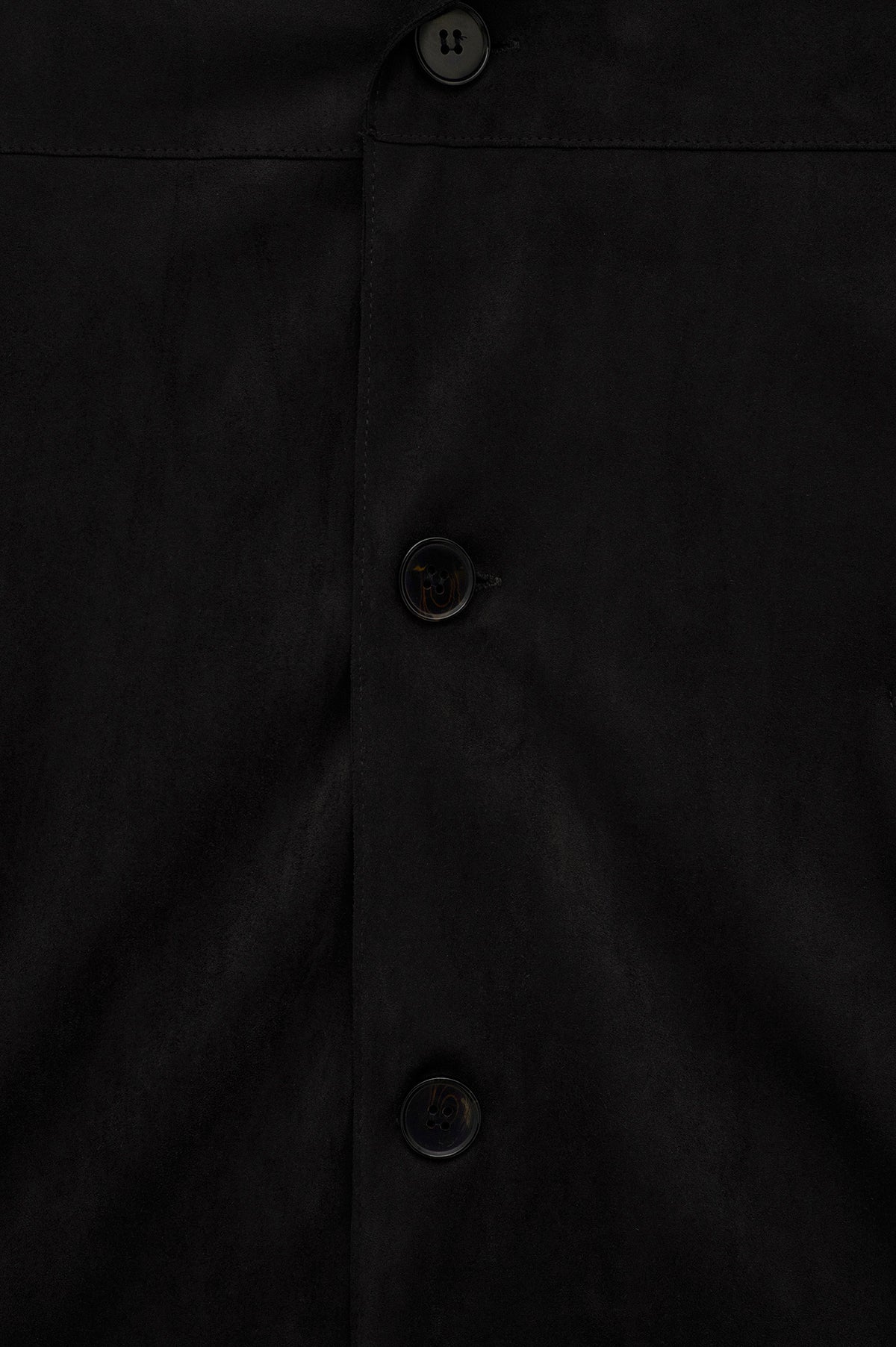 CLASSIC NECK BUTTONED BLACK SUEDE JACKET - 3