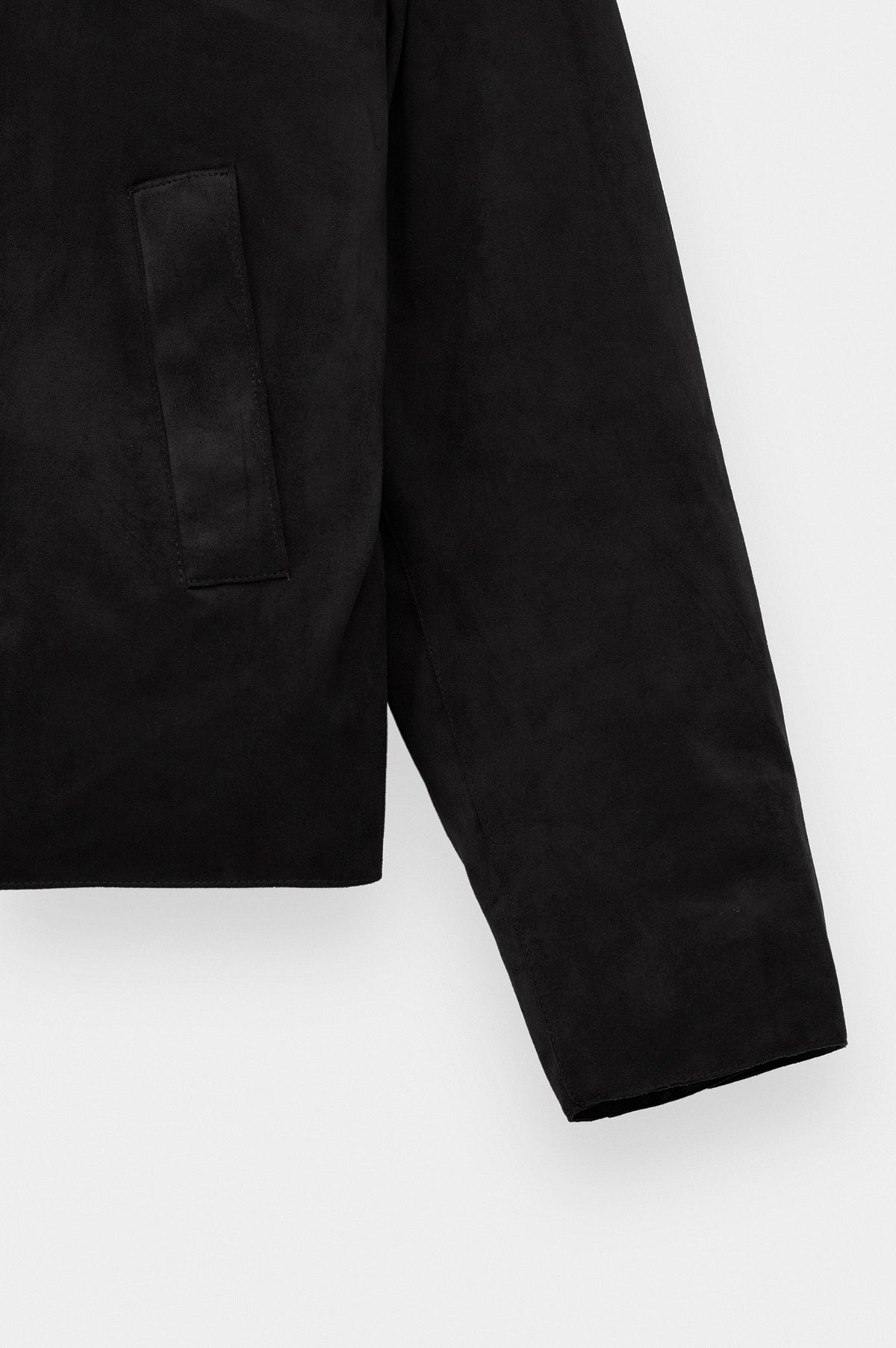 CLASSIC NECK BUTTONED BLACK SUEDE JACKET - 4